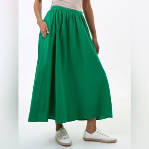 Hansen & Gretal maxi skirt XS Small cotton poplin lined wrap pockets Holiday